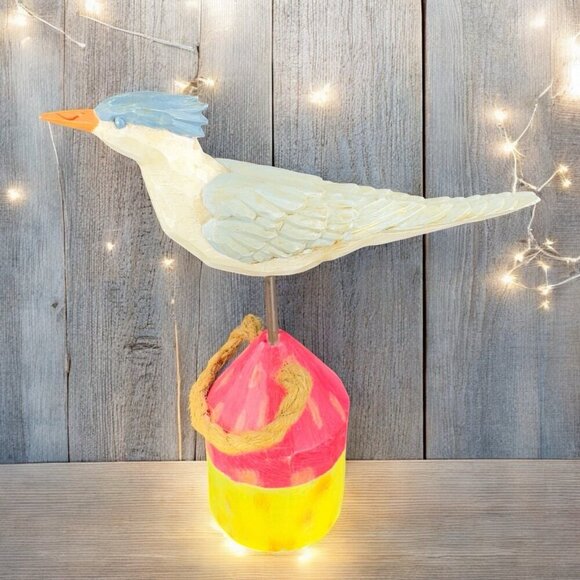 Vintage Russ Berrie And Co Ocean Point Resin Bird On Stand Tall Decor Bird Decor - Picture 1 of 14